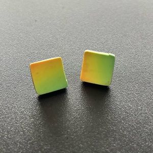 Square yellow and green ombré earrings